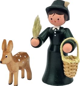 Jägersfrau mit Reh, bunt