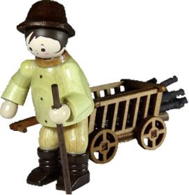 Waldarbeiter mit Handwagen - natur