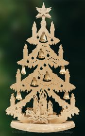 3D Schwibbogen Tanne Kerzen, geschnitzte Glocken, groß 3D Schwibbogen Tanne Kerzen, geschnitzte Glocken, groß