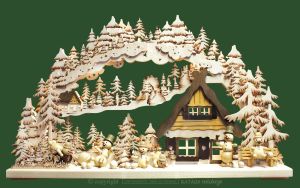 3D-Schwibbogen Schneemannparadies, braun, groß 3D-Schwibbogen Schneemannparadies, braun, groß