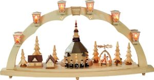 Schwibbogen Seiffener Kirche mit Pyramide Schwibbogen Seiffener Kirche mit Pyramide