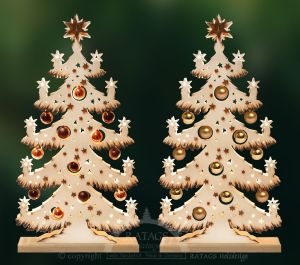 3D Schwibbogen Tanne mit 2 Kugelsets, gold/kupfer, braun, Raureif, mittelgroß 3D Schwibbogen Tanne mit 2 Kugelsets, gold/kupfer, braun, Raureif, mittelgroß