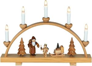 Schwibbogen Weihnachtsmann mit Engel / natur Schwibbogen Weihnachtsmann mit Engel / natur