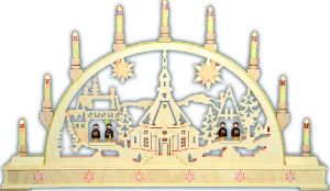 Schwibbogen Kirche mit Kurrende Schwibbogen Kirche mit Kurrende
