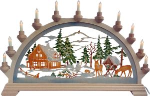 Schwibbogen Forsthaus, farbig Schwibbogen Forsthaus, farbig