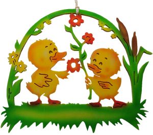 Fensterbild Ostern Kükenpaar, farbig