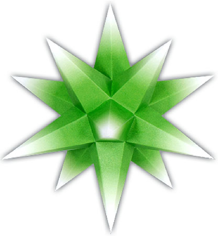 Adventsstern - grüner Kern mit weißer Spitze