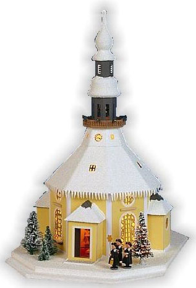 Lichterhaus Seiffener Kirche - Dach schneebedeckt, 42 cm
