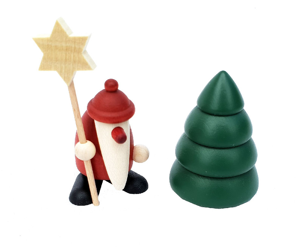Miniatur-Set 5 - Weihnachtsmann mit Stern und Baum