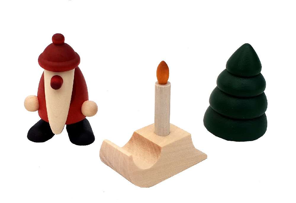 Miniatur-Set 2 - Weihnachtsmann mit Schlitten und Baum