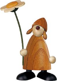 Gratulantin Susi mit Blume, stehend, gelb Gratulantin Susi mit Blume, stehend, gelb