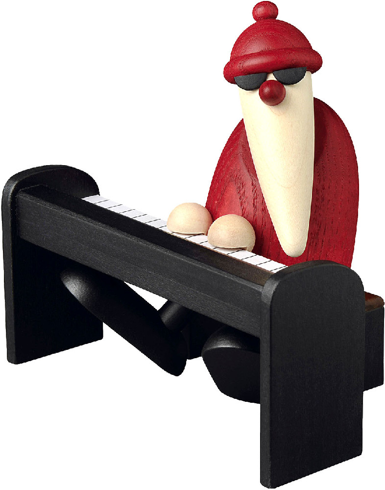 Weihnachtsmann am Piano - schwarz