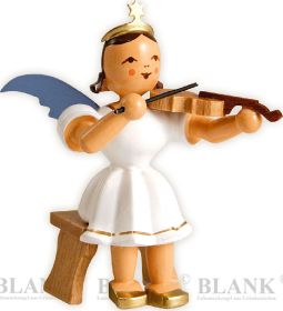 Kurzrockengel mit Violine, sitzend - farbig Kurzrockengel mit Violine, sitzend - farbig