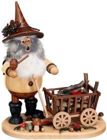 Räuchermann Waldwichtel mit Wagen