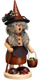 Räuchermann-Wichtelfrau mit Pilzkorb natur
