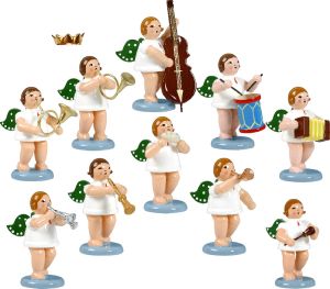 Engelmusikanten 10-teilig, Variante 4 - mit Krone Engelmusikanten 10-teilig, Variante 4 - mit Krone