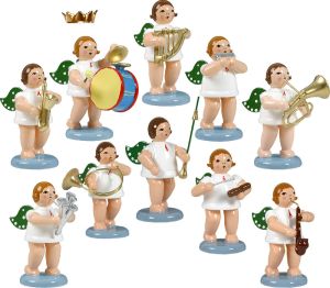 Engelmusikanten 10-teilig, Variante 5 - mit Krone Engelmusikanten 10-teilig, Variante 5 - mit Krone