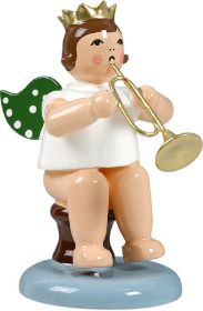 Engel mit Jazztrompete, sitzend, mit Krone Engel mit Jazztrompete, sitzend, mit Krone