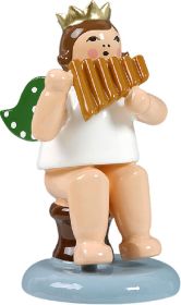 Engel mit Panflöte, sitzend, mit Krone Engel mit Panflöte, sitzend, mit Krone