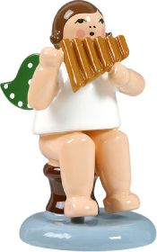 Engel mit Panflöte, sitzend, ohne Krone Engel mit Panflöte, sitzend, ohne Krone