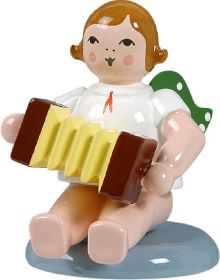 Engel mit Harmonika, flach sitzend, ohne Krone Engel mit Harmonika, flach sitzend, ohne Krone