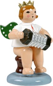 Engel mit Konzertina, sitzend, mit Krone Engel mit Konzertina, sitzend, mit Krone