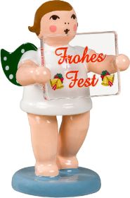 Adventengel mit Weihnachtsschild - Frohes Fest, ohne Krone