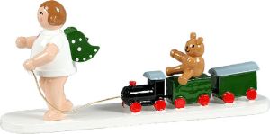 Engel mit Eisenbahn und Bär, ohne Krone