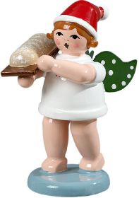 Weihnachtsengel mit Stollen, mit Mütze