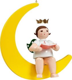 großer Engel auf Mond mit Buch - hängend, mit Krone großer Engel auf Mond mit Buch - hängend, mit Krone
