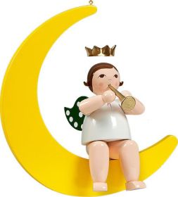 großer Engel auf Mond mit Trompete - hängend, mit Krone großer Engel auf Mond mit Trompete - hängend, mit Krone