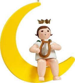 großer Engel auf Mond mit Harfe - hängend, mit Krone großer Engel auf Mond mit Harfe - hängend, mit Krone