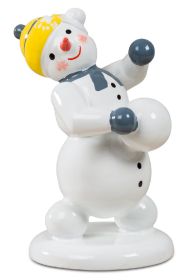 Schneemann - Schneeballschlacht, gelbe Mütze Schneemann - Schneeballschlacht, gelbe Mütze