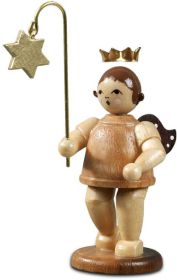 Lampionengel mit Lampion Stern - mit Krone, natur