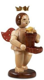 Geschenkeengel mit Nikolausstiefel - mit Krone, natur