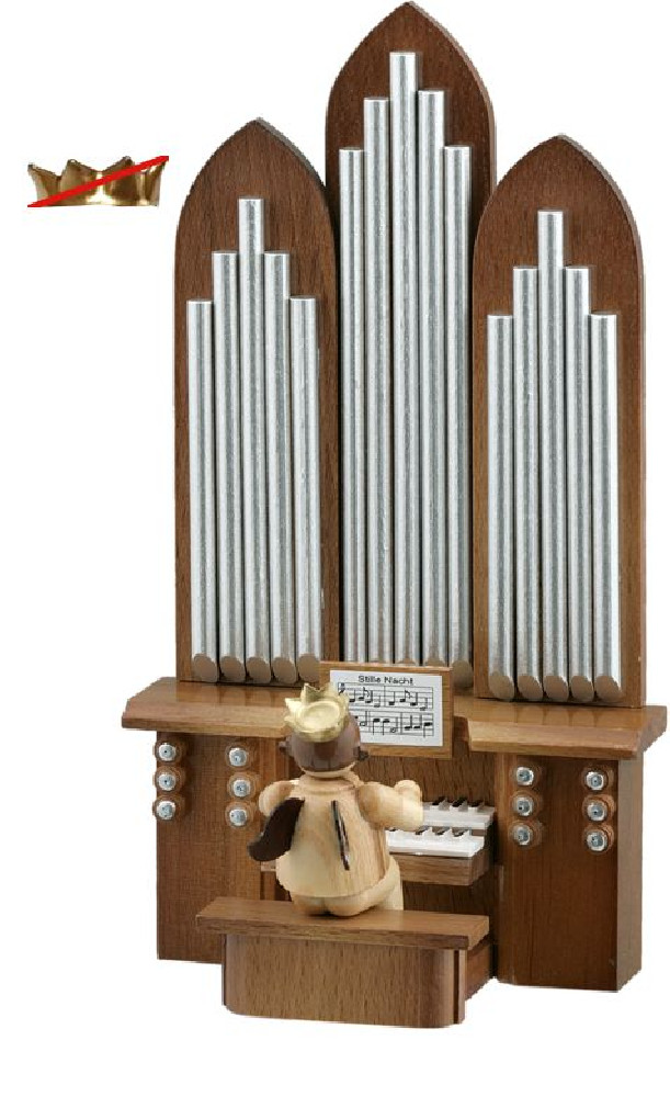 Engel mit Orgel Natur (ohne Spielwerk) ohne-Krone