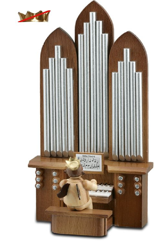 Engel mit Orgel Natur (mit Spielwerk)  ohne-Krone