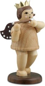 Engel mit Pikkoloflöte - mit Krone, natur