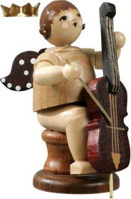 Engel mit Cello, sitzend, mit Krone - natur