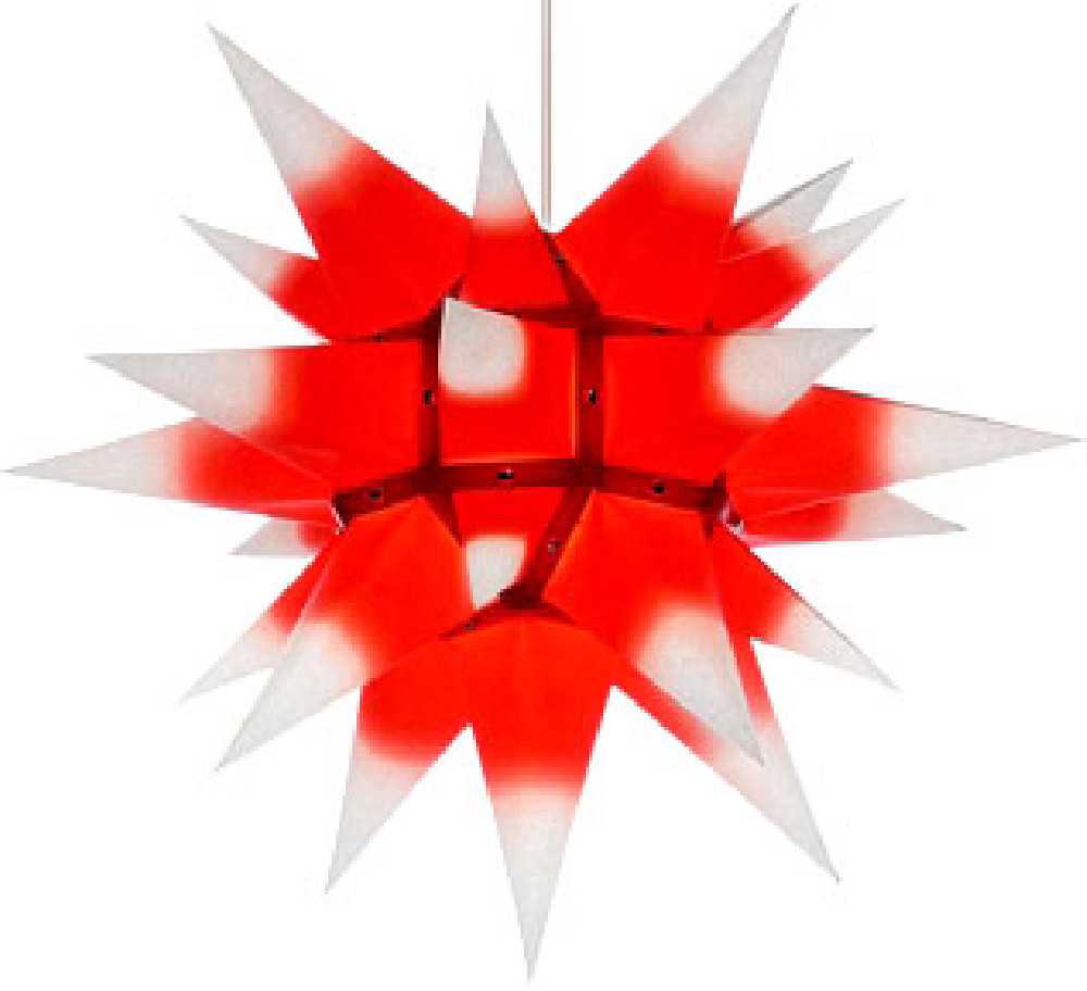 Herrnhuter Adventsstern I4, weiß mit rotem Kern - 40 cm