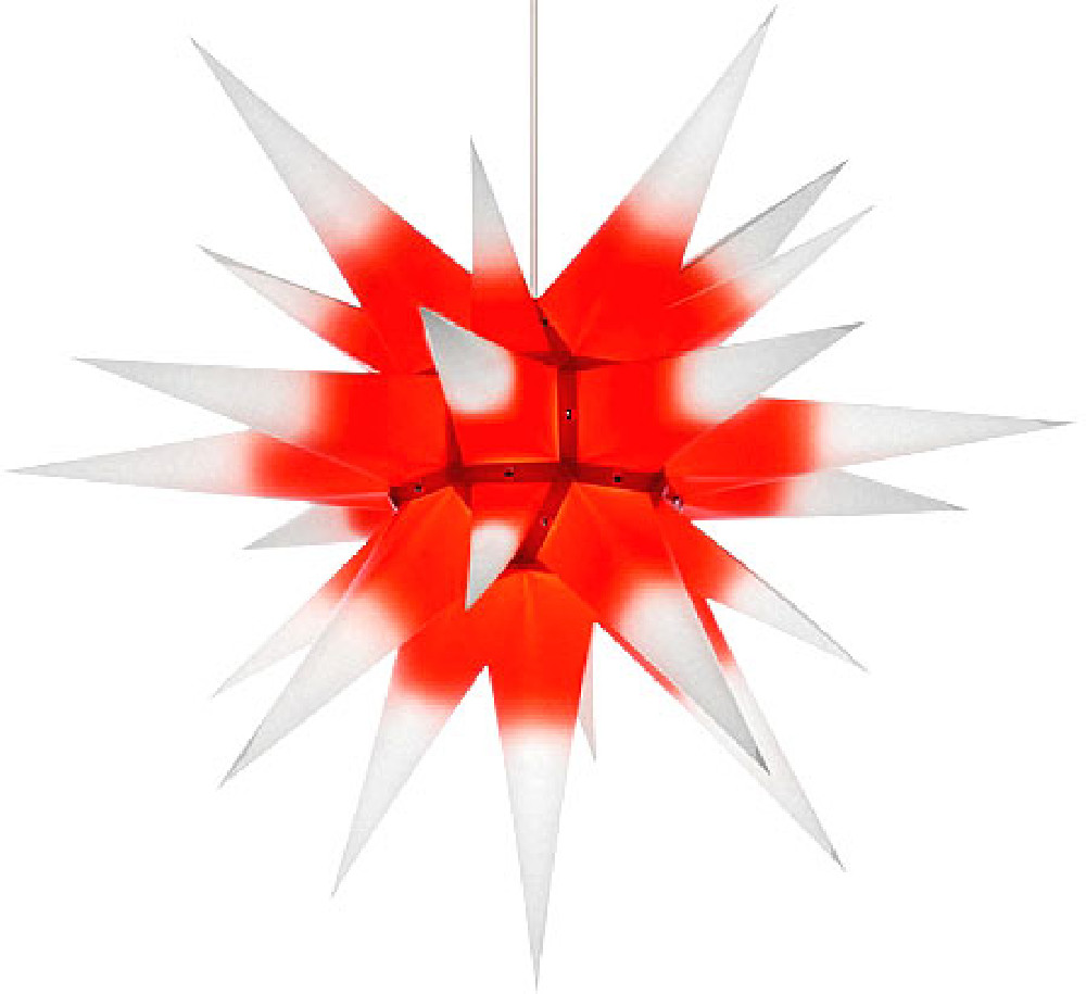 Herrnhuter Adventsstern I6, weiß mit rotem Kern - 60 cm