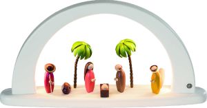 Moderner Lichterbogen weiß, Christi Geburt, farbig-lackiert Moderner Lichterbogen weiß, Christi Geburt, farbig-lackiert