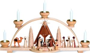 Schwibbogen Christi Geburt mit Krippe, natur