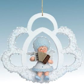 Baumschmuck Schneeflöckchen mit Akkordeon Baumschmuck Schneeflöckchen mit Akkordeon