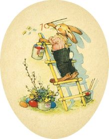 Osterei Hase auf Leiter, 15 cm Osterei Hase auf Leiter, 15 cm