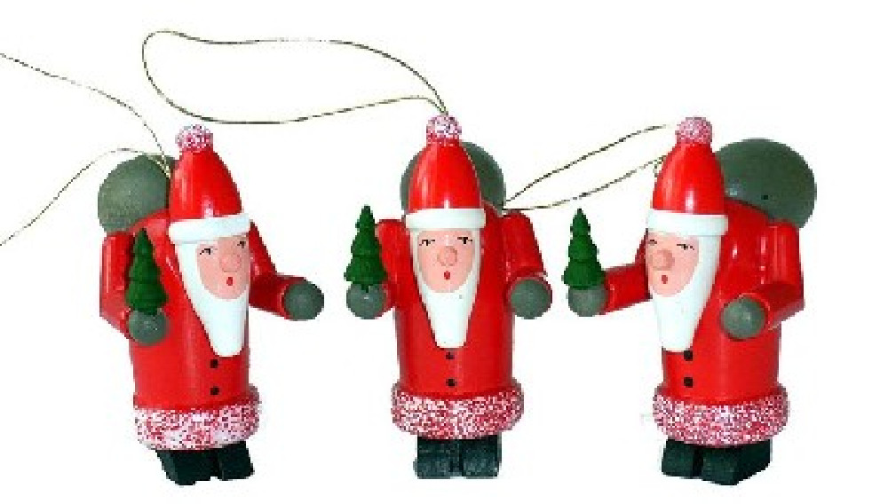 3 Stück Weihnachtsmänner, Baumbehang