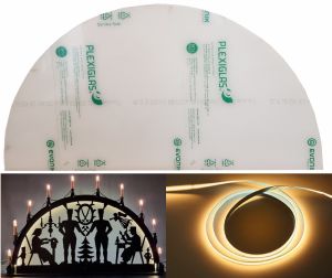 Hinterlegung Plexiglasscheibe mit LED Beleuchtung für Außenschwibbogen 1,5m