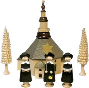 Seiffener Kirche mit Kurrende und Baum Seiffener Kirche mit Kurrende und Baum
