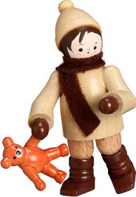 Winterkind mit Teddy, natur