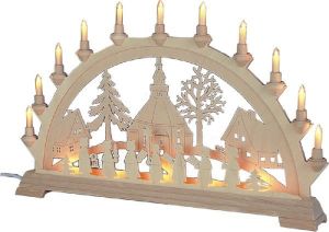 Schwibbogen Seiffener Kirche mit Kurrende Schwibbogen Seiffener Kirche mit Kurrende